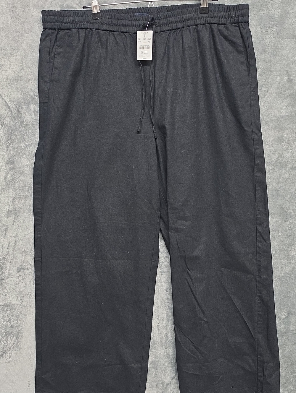 J.Crew NWT Womens 16 Black Linen Wide Leg Drawstring Pull On Pants